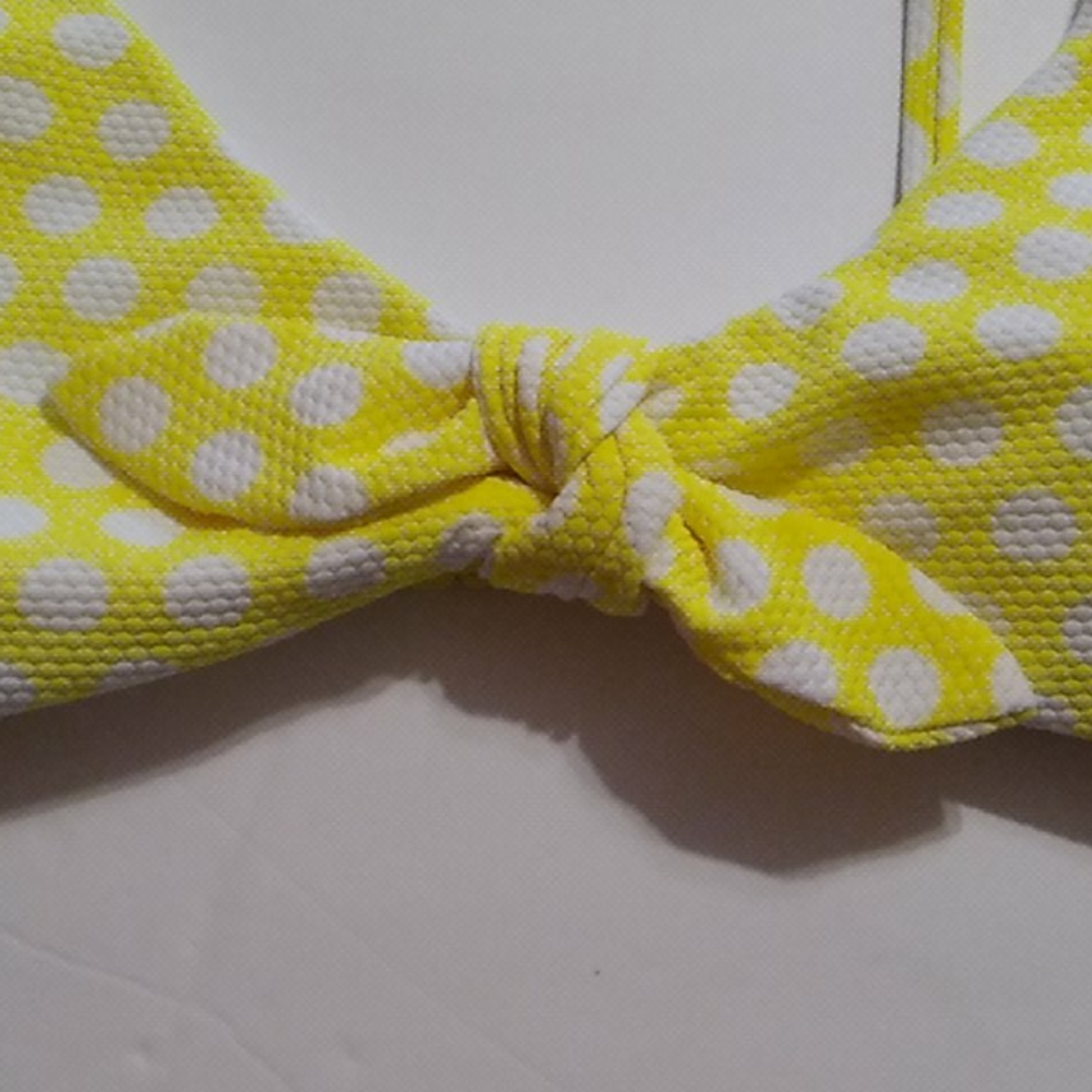 Nwt Yellow & White Polka Dot Bikini Top - Picture 2 of 5